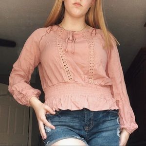 Ambiance/Charlotte Russe Pink Lace Shirt